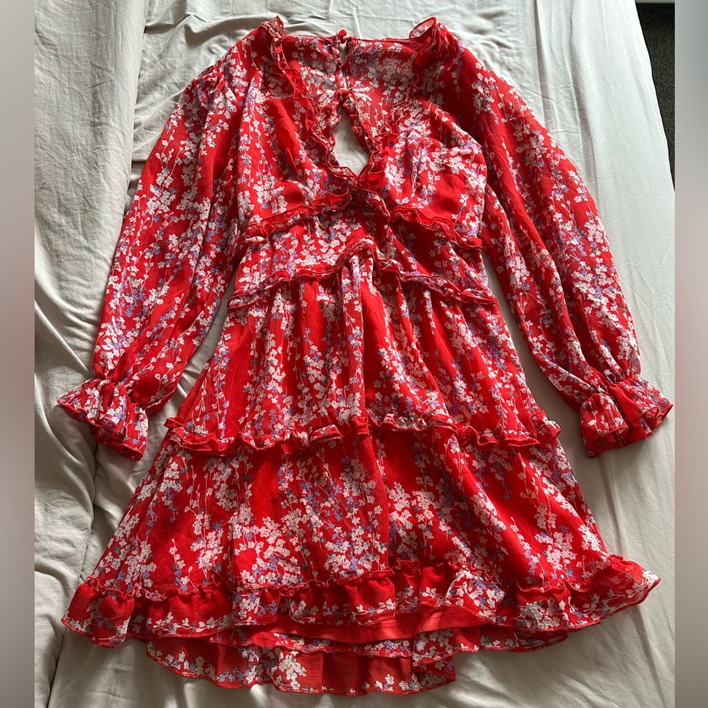 Floral Red Dress